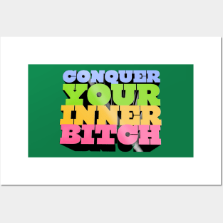 Conquer Your Inner Bitch - Joe Rogan Quote Design Posters and Art